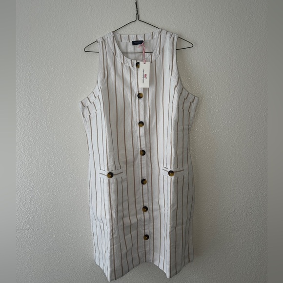 NWT Women’s Vineyard Vines Linen Button-Front Shift Dress – Medium - Picture 1 of 6